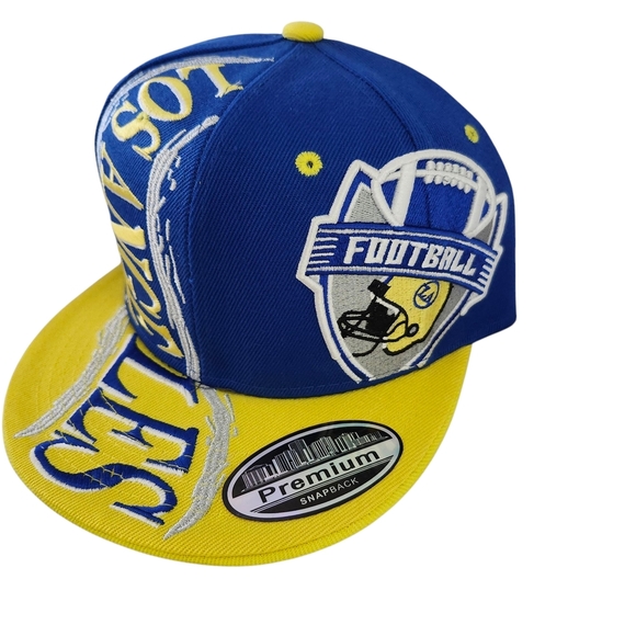 Men's Los Angeles Snapback Hat – Blue & Yellow Premium Cap with Football Graphic - Picture 3 of 11